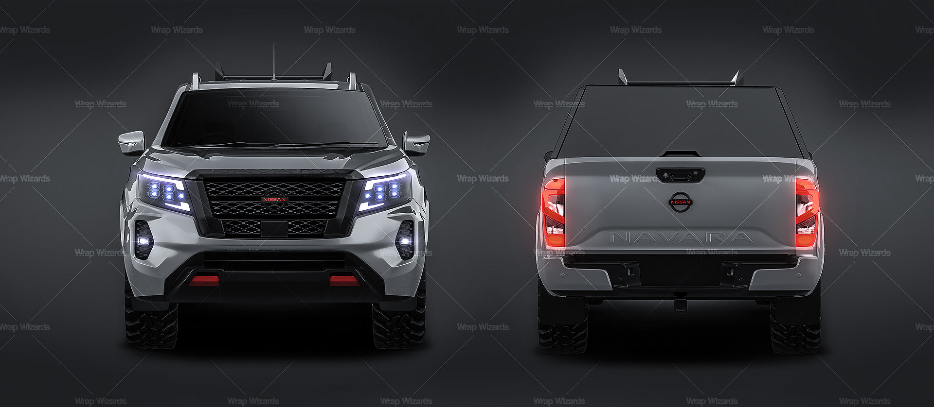 Nissan Navara Double Cab PRO 4X 2022 with canopy and racks  - Truck/Pick-up Mockup