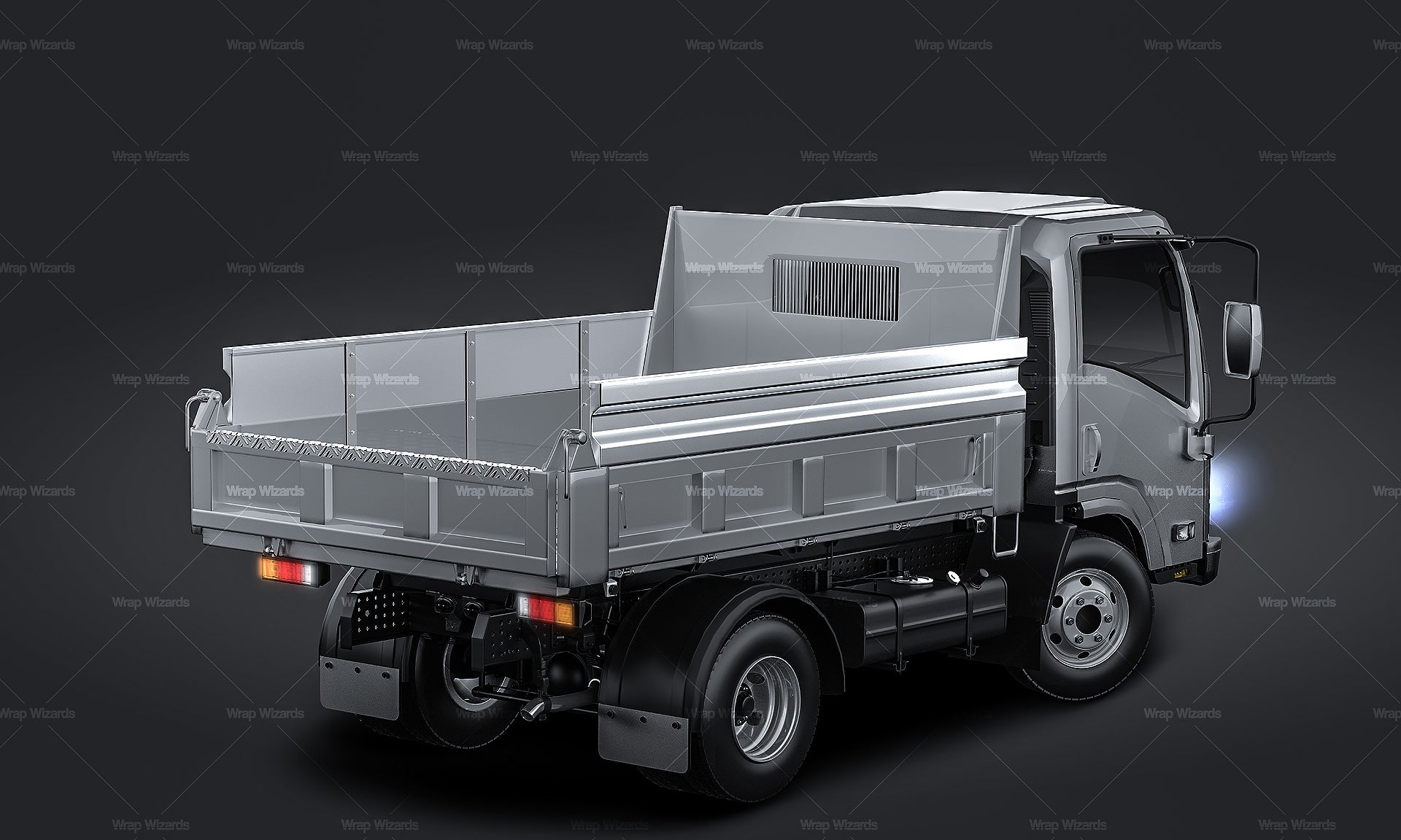 3/4 REAR VIEW - Isuzu NPR Tipper Truck - Truck/Pick-up Mockup