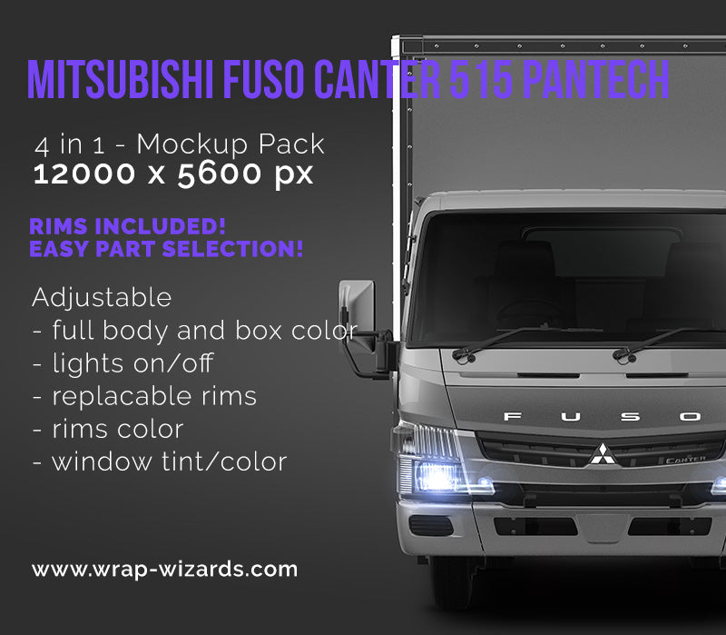 Mitsubishi Fuso Canter 515 Wide Single Cab Pantech Truck - Truck Mockup