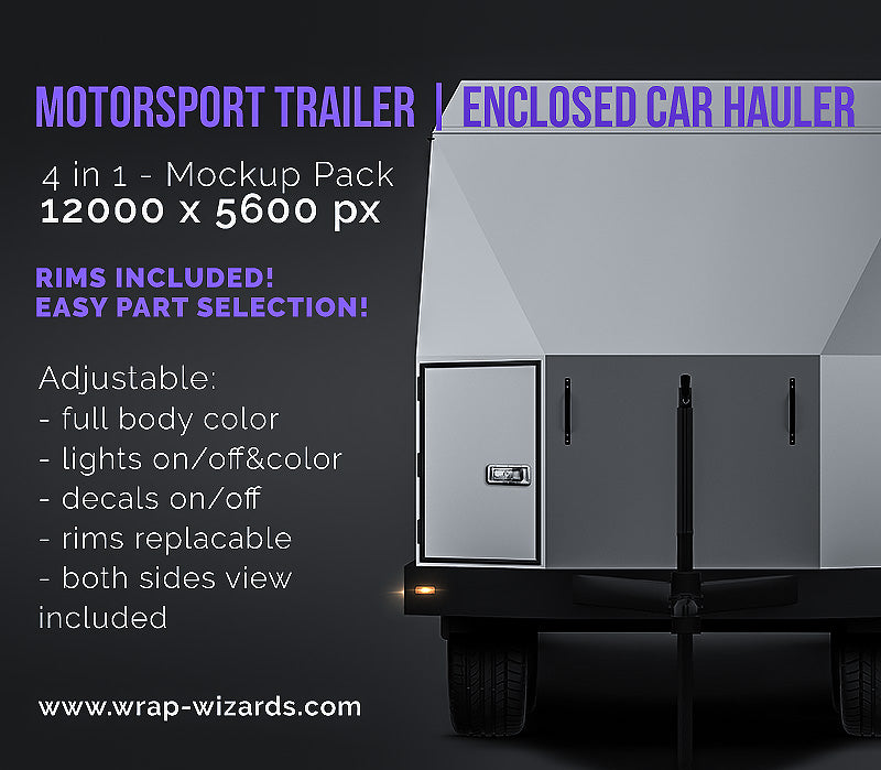 Motorsport trailer | car transporter | enclosed car hauler - Trailer Mockup