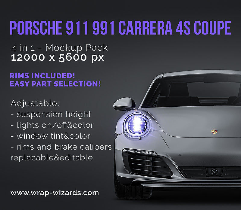 Porsche 911 991 Carrera 4S Coupe - Car Mockup