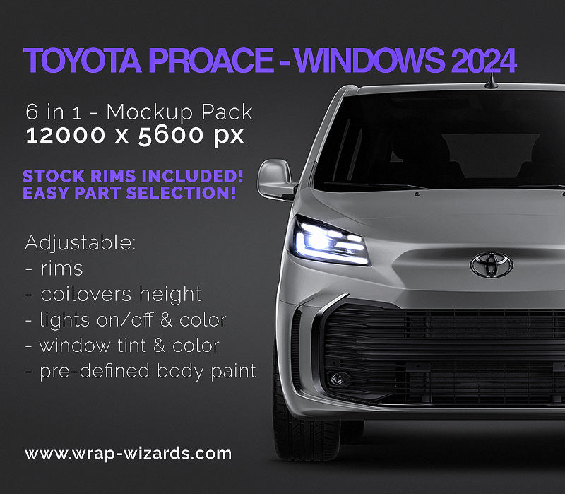 Toyota ProACE with windows 2024 Van Mockup