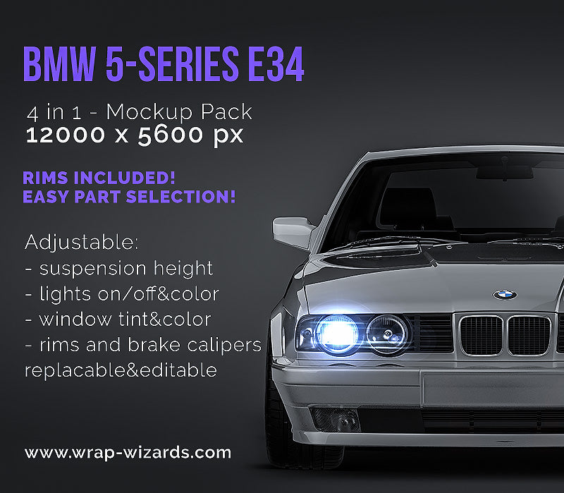 BMW 5-Series e34 sedan - Car Mockup