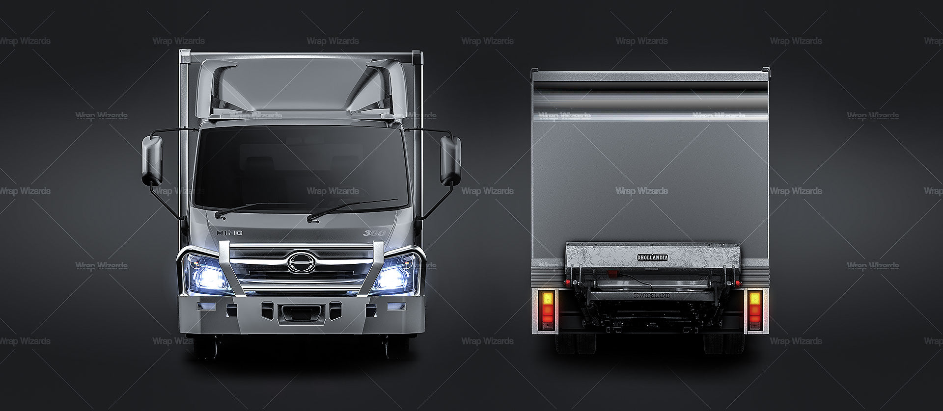 Hino 300 custom box truck with tail lift - Truck Mockup