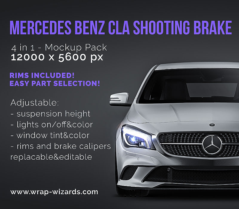 Mercedes Benz CLA Shooting Brake with AMG rear bumper - Car Mockup