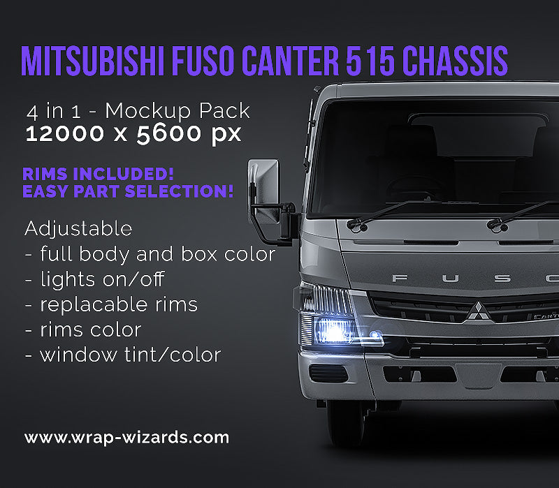 Mitsubishi Fuso Canter 515 Wide Single Cab chassis - Truck Mockup