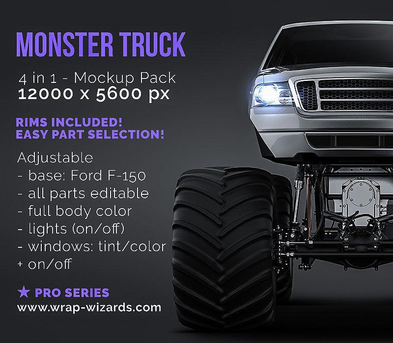 Monster Truck | Ford F-150 Double Cab - Truck/Pickup Mockup