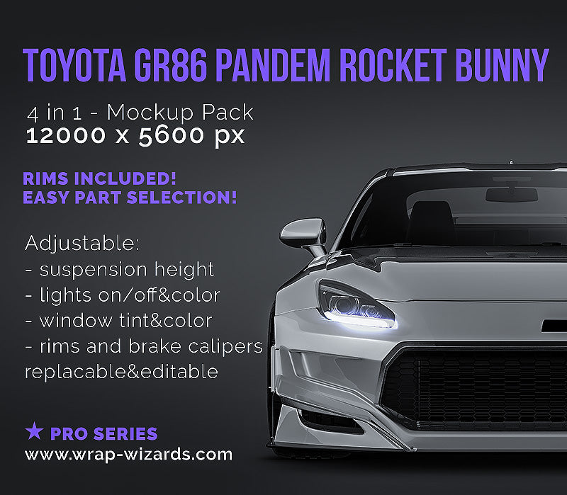 Toyota GR86 Pandem Rocket Bunny bodykit 2022 - Car Mockup