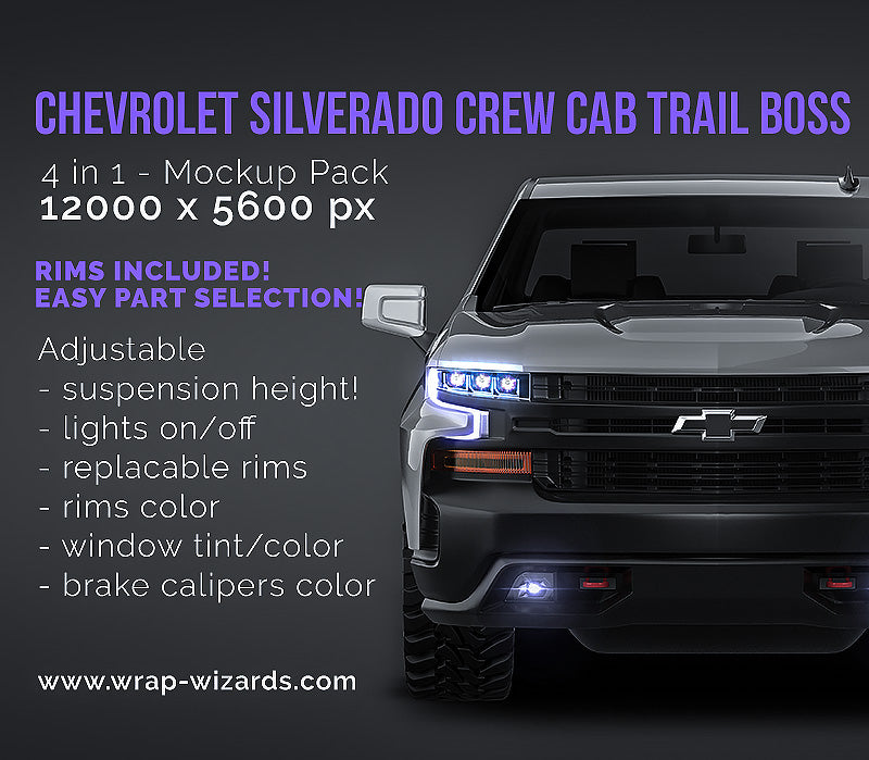 Chevrolet Silverado Crew Cab 1500 Trail Boss - Truck/Pick-up Mockup