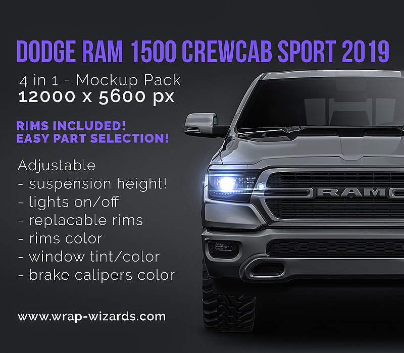 Dodge RAM 1500 CrewCab Sport 2019 - Truck/Pick-up Mockup