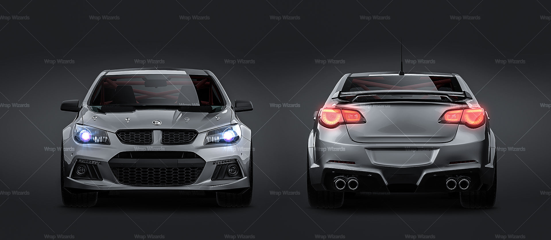 HSV Generation F VF Clubsport R8 2014 with GTS rear wing, bonnet clips and rollcage (race version) - Car Mockup