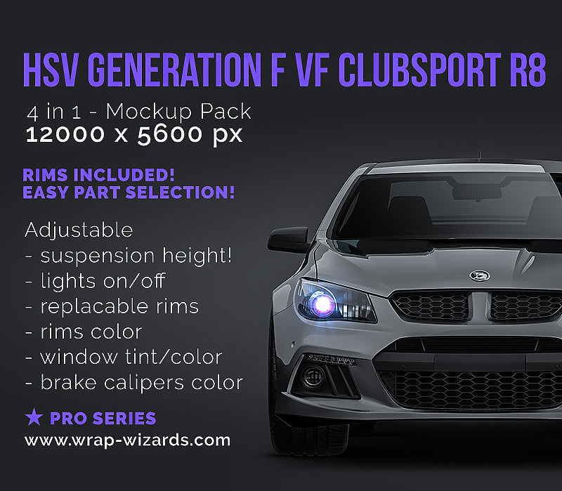 HSV Generation F VF Clubsport R8 2014 with GTS rear wing - Car Mockup