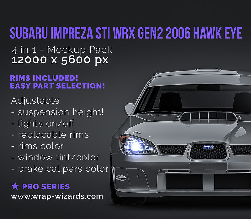Subaru Impreza STi WRX Gen2 2006 Hawk Eye - Car Mockup