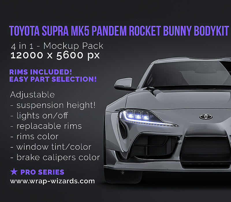 Toyota Supra MK5 A90 Pandem Rocket Bunny bodykit (widebody Liberty Walk) - Car Mockup