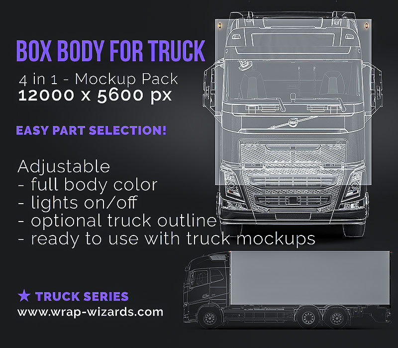 Box body for truck - Trailer Mockup