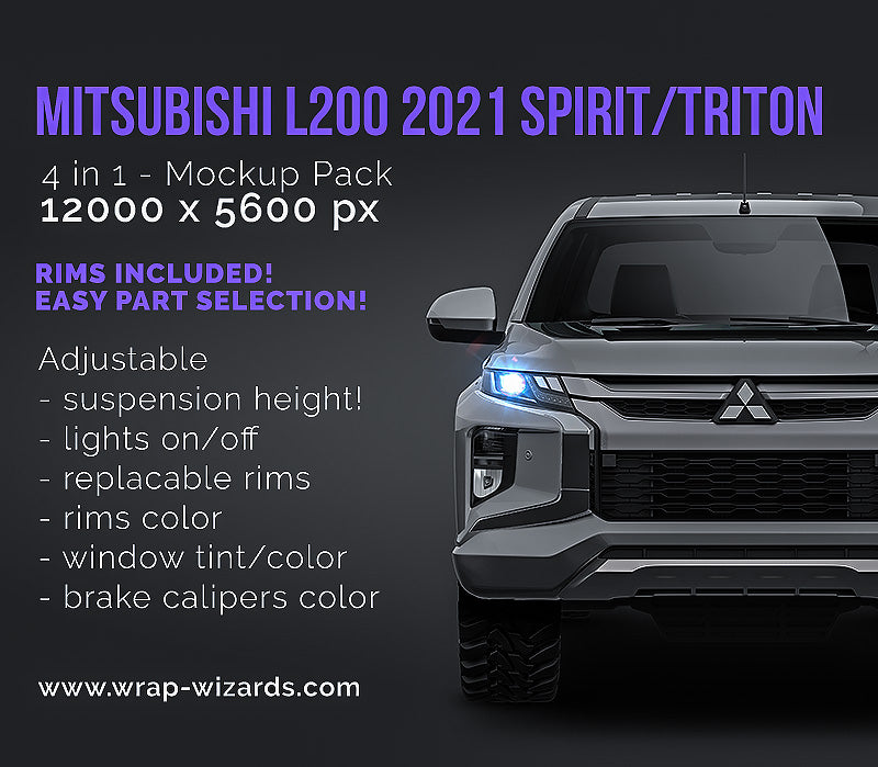 Mitsubishi L200 Pickup Spirit Triton Doublecab 2021 - Truck/Pick-up Mockup