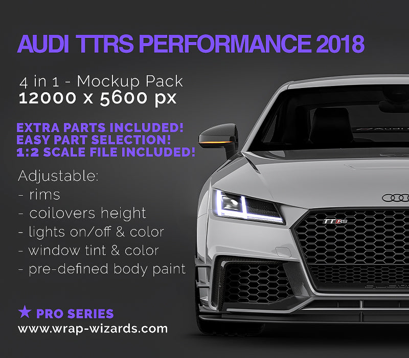 Premium car mockup for AUDI TTRS PERFORMANCE 2018 - ALL SIDES