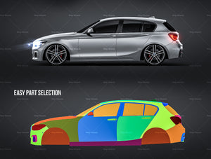 BMW 1-Series M140i F20 5-door satin matt finish - all sides Car Mockup Template.psd