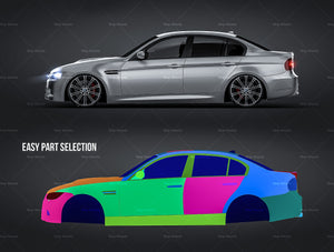 BMW 3-series E90 M3 sedan glossy finish - all sides Car Mockup Template.psd