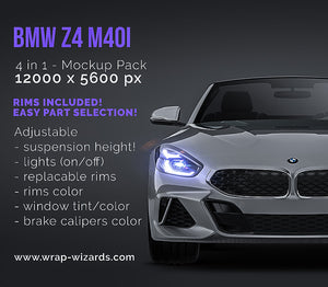 BMW Z4 m40i E85 glossy finish - all sides Car Mockup Template.psd