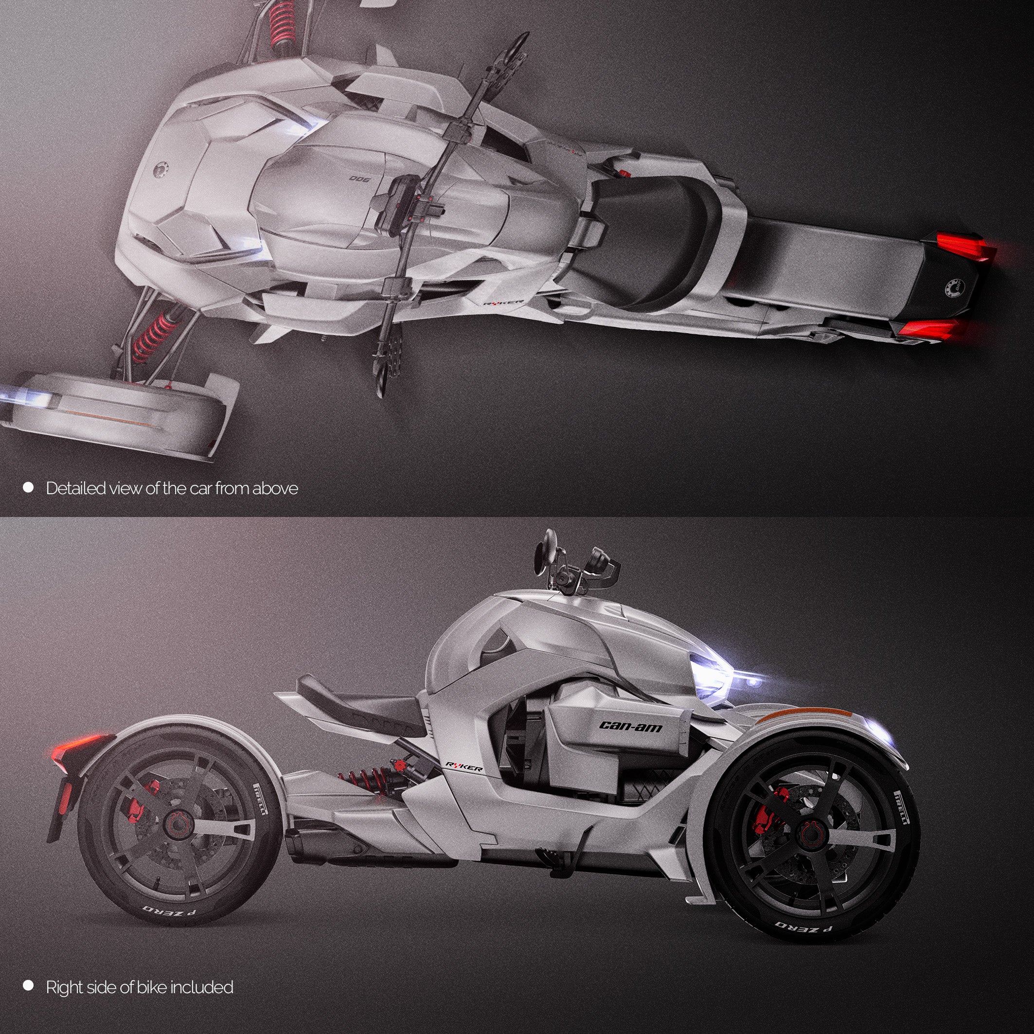 Premium motorcylce mockup for BRP CAN-AM RYKER 2021 ALL SIDES