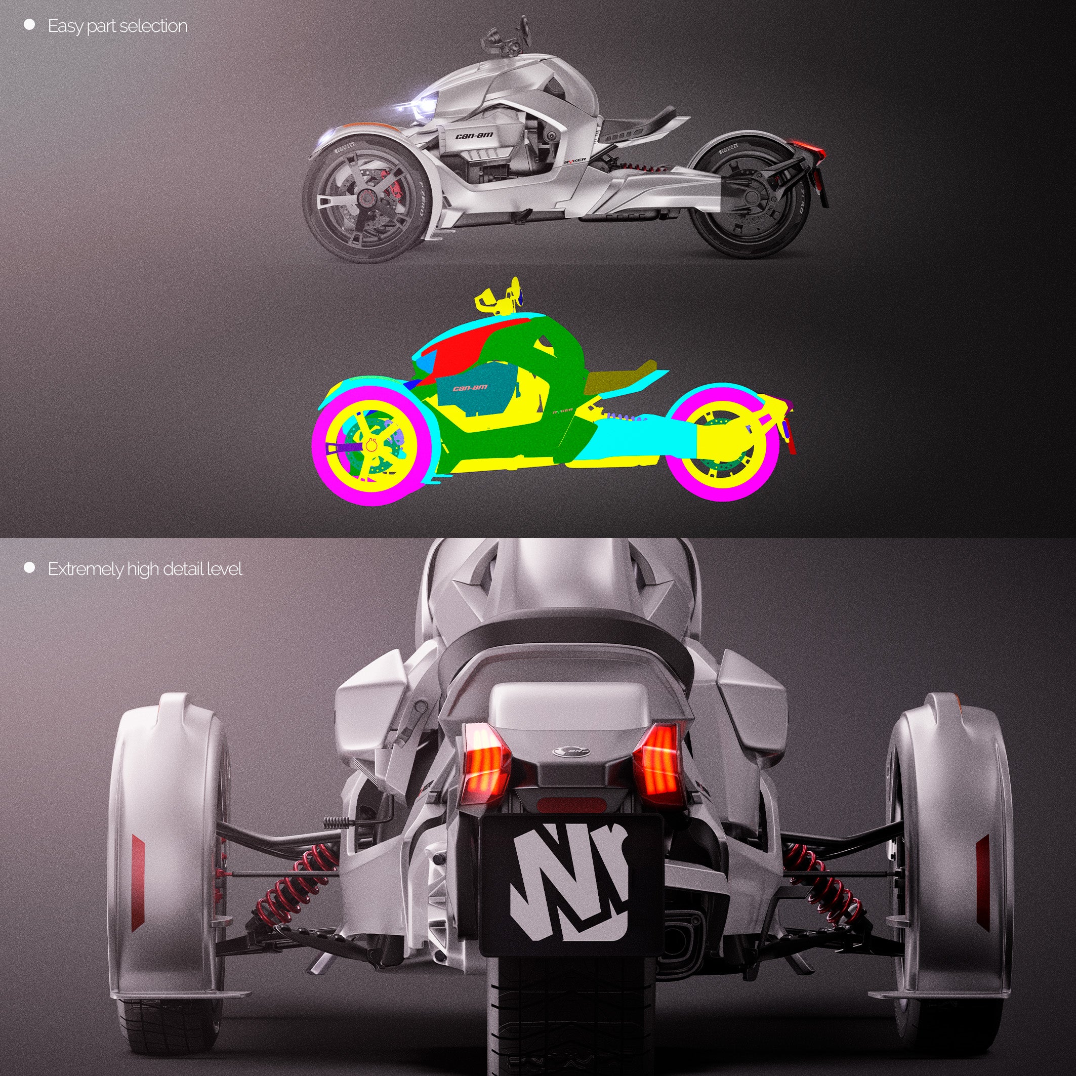 Premium motorcylce mockup for BRP CAN-AM RYKER 2021 ALL SIDES