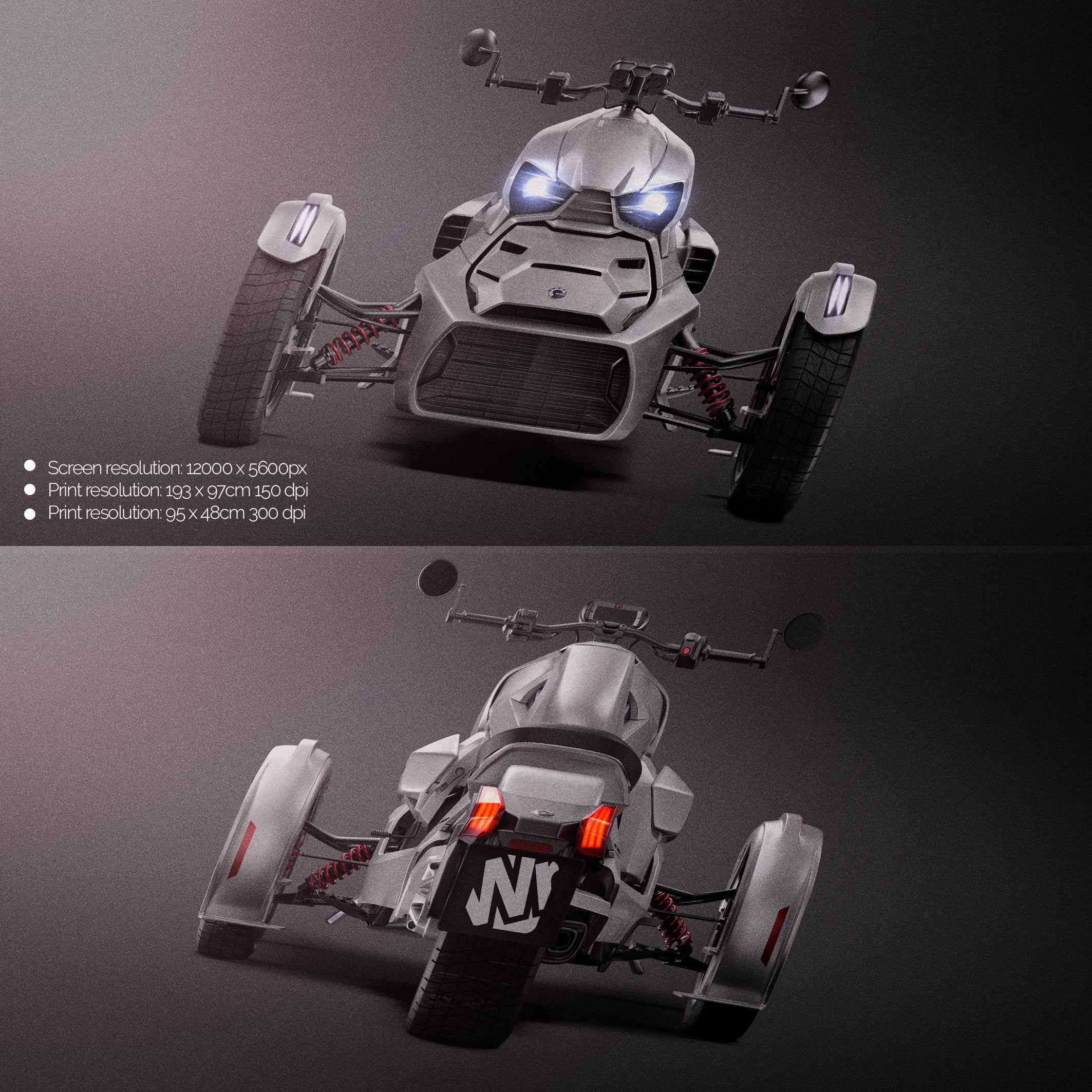 Premium motorcylce mockup for BRP CAN-AM RYKER 2021 ALL SIDES
