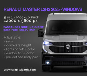 Premium van mockup for Renault Master L2H2 2025 with windows