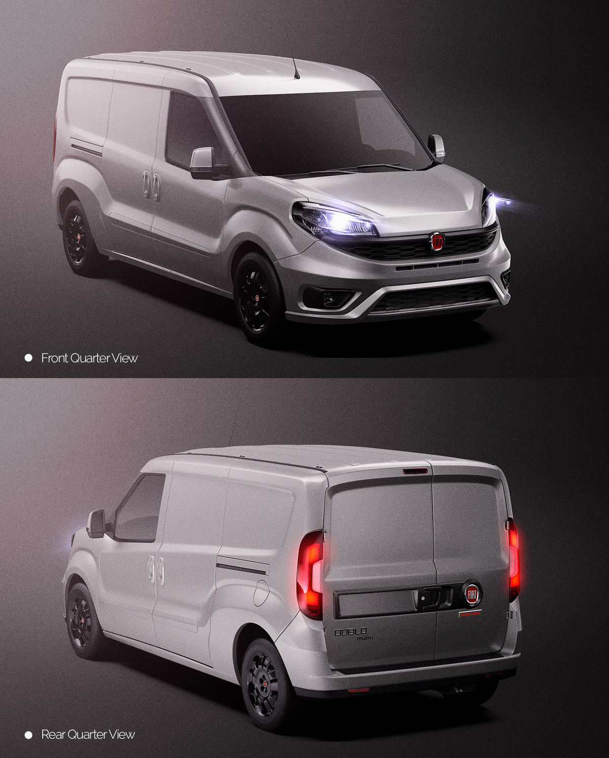 Premium van mockup for FIAT DOBLO CARGO MAXI ANGLE VIEWS