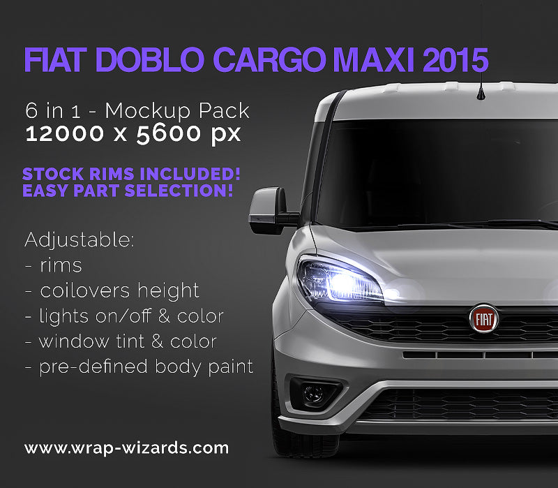 Premium van mockup for FIAT DOBLO CARGO MAXI FRONT VIEW