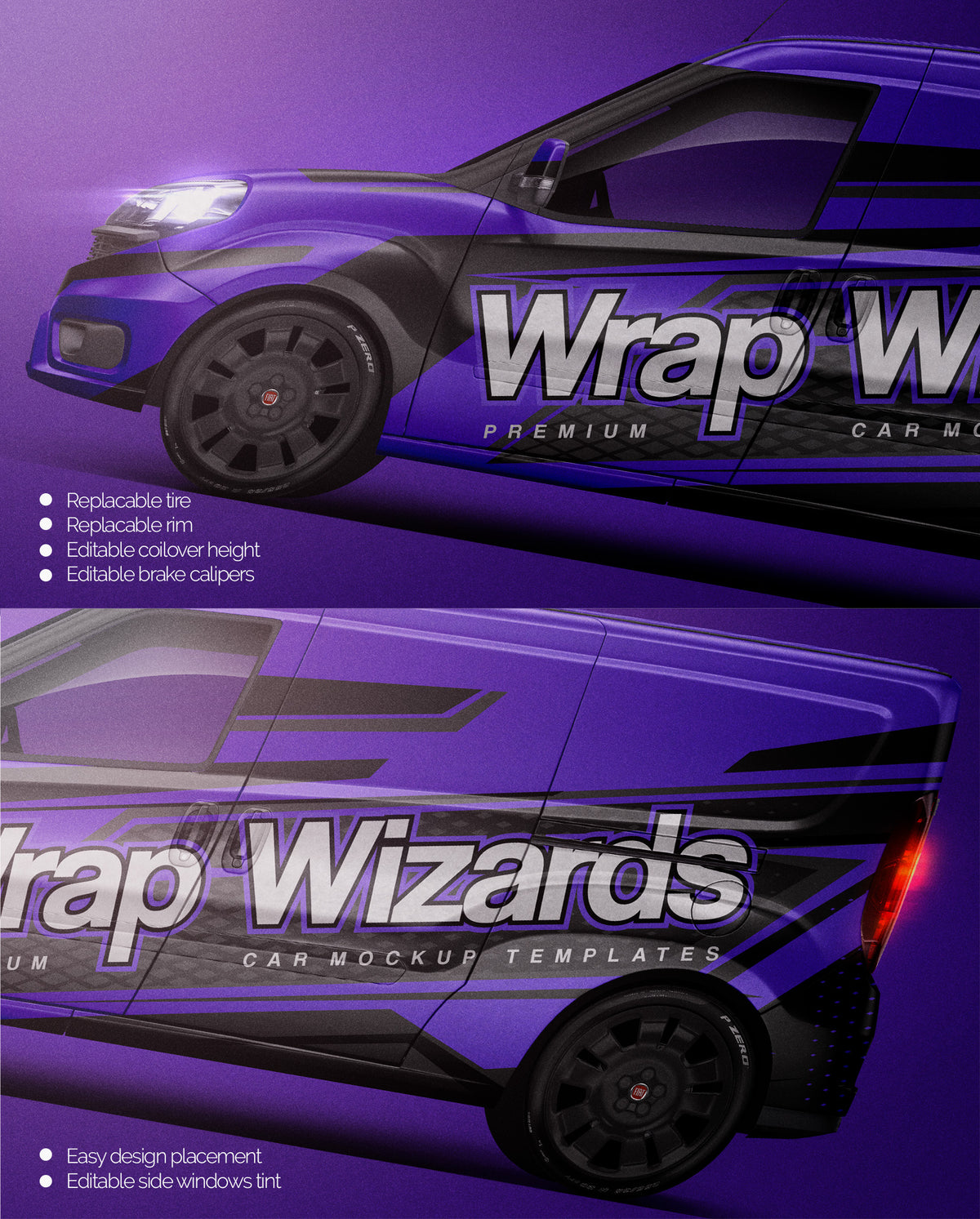 Premium van mockup for FIAT DOBLO CARGO MAXI SIDE VIEW