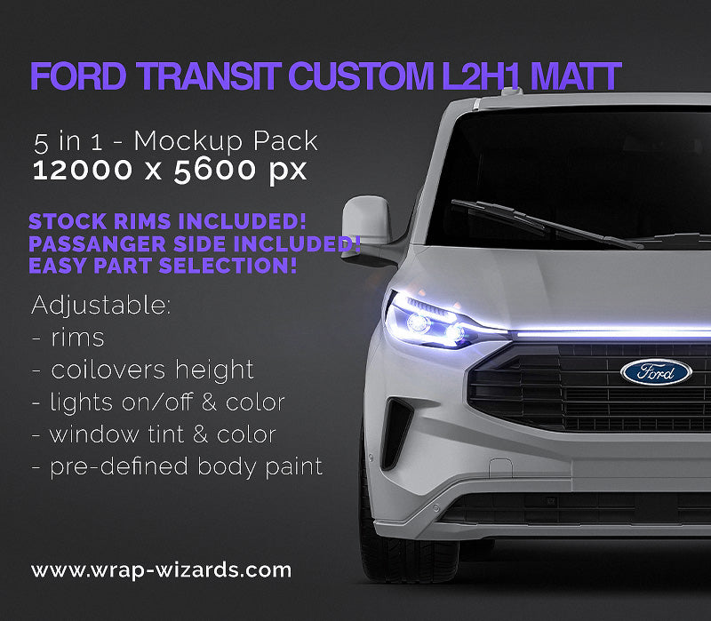 Ford Transit Custom L2H1 2020 matt - Van Mockup