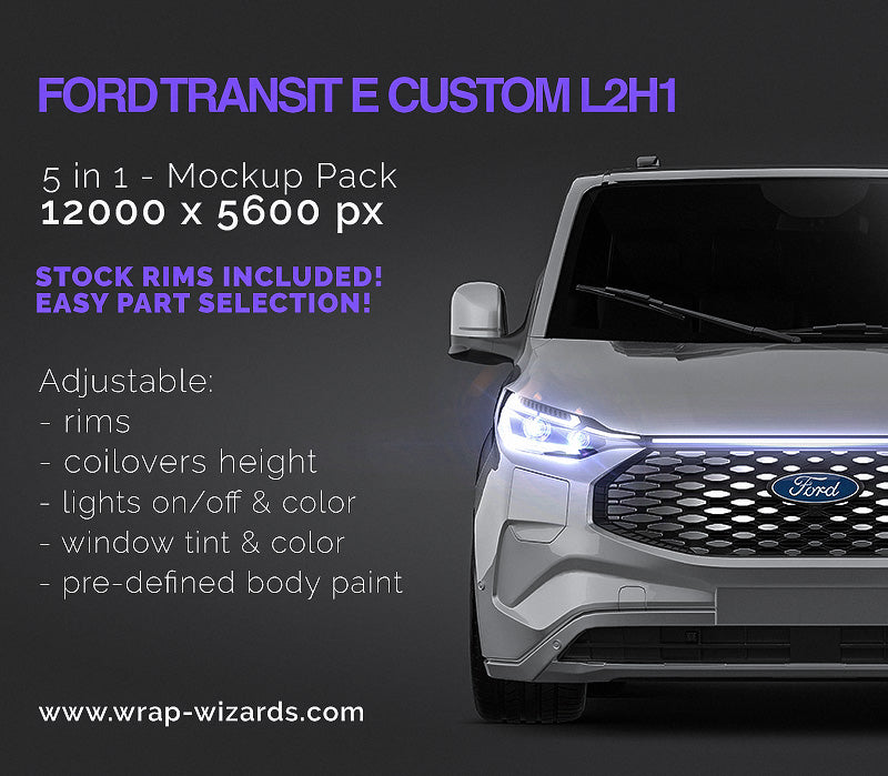 Ford Transit E Custom L2H1 Van  - Van Mockup