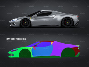 Ferrari 296 GTB glossy finish - all sides Car Mockup Template.psd