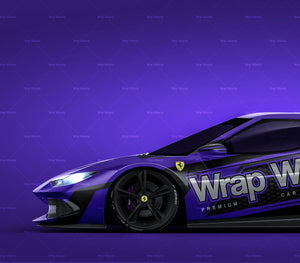 Ferrari 296 GTB glossy finish - all sides Car Mockup Template.psd