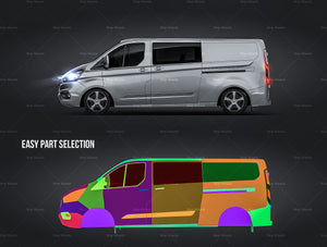 Ford Transit Custom Trail Kombi Trend L2H1 LWB glossy finish - all sides Car Mockup Template.psd