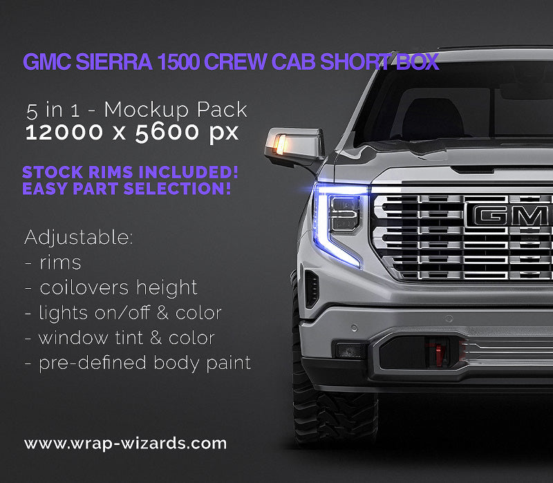 GMC Sierra 1500 Crew Cab Short Box glossy - Truck/Pick-up Mockup