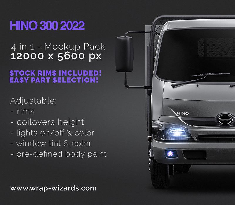 Hino 300 custom box truck 2020  UTE- Van Mockup