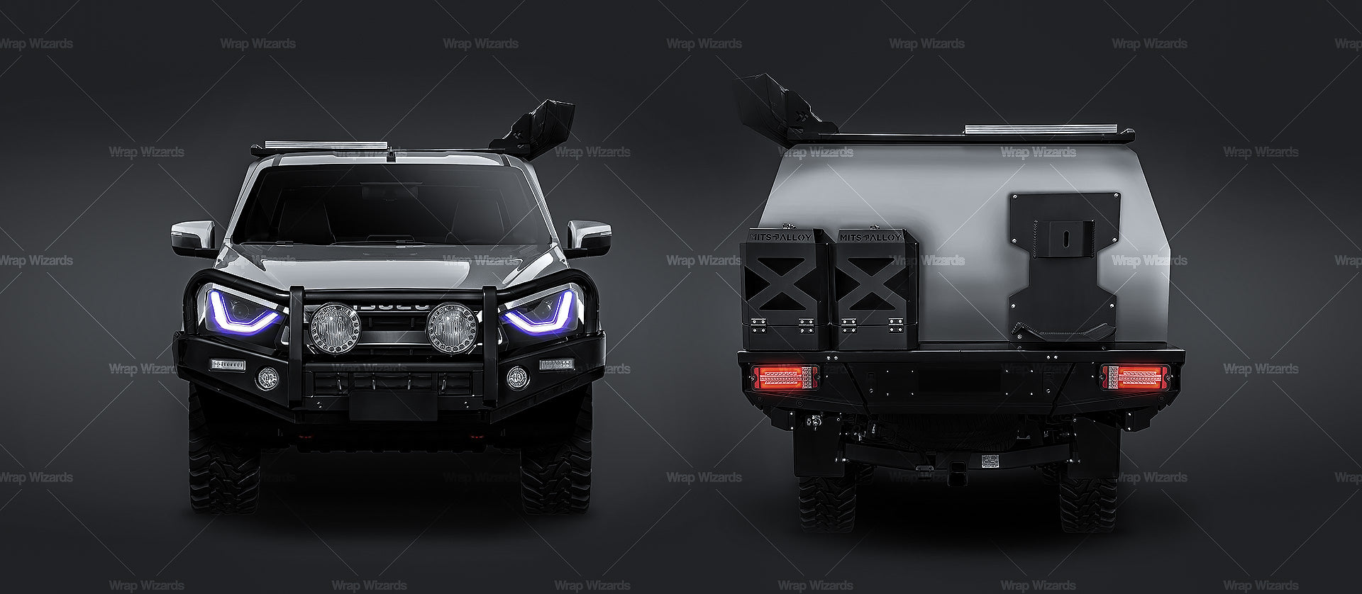 Isuzu D-max Highlander Double Cab 2022 with custom UTE toolbox glossy finish - all sides Car Mockup Template.psd