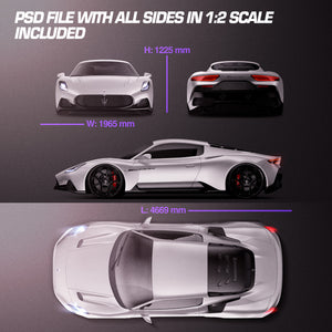 Premium car mockup for MASERATI MC20 - ALL SIDES