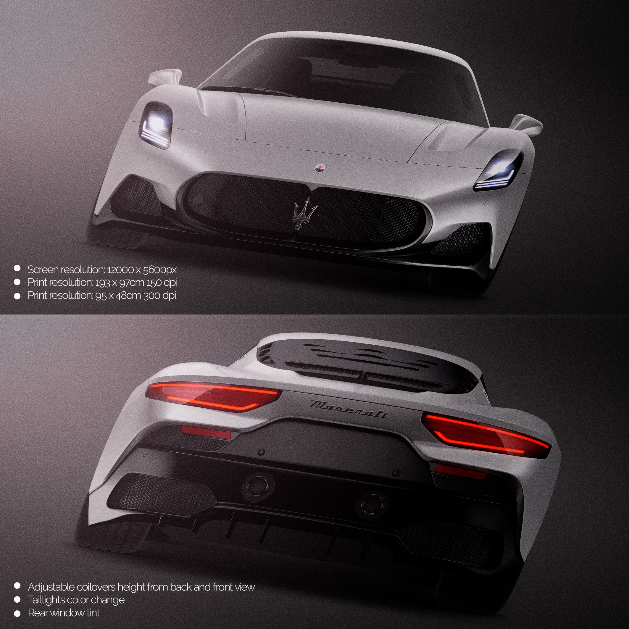 Premium car mockup for MASERATI MC20 - ALL SIDES