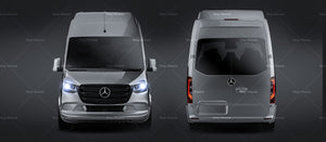 Mercedes Benz Sprinter panel/passenger van L3H3 with optional windows glossy finish - all sides Car Mockup Template.psd