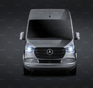 Mercedes Benz Sprinter panel/passenger van L3H2 with optional windows glossy finish - all sides Car Mockup Template.psd