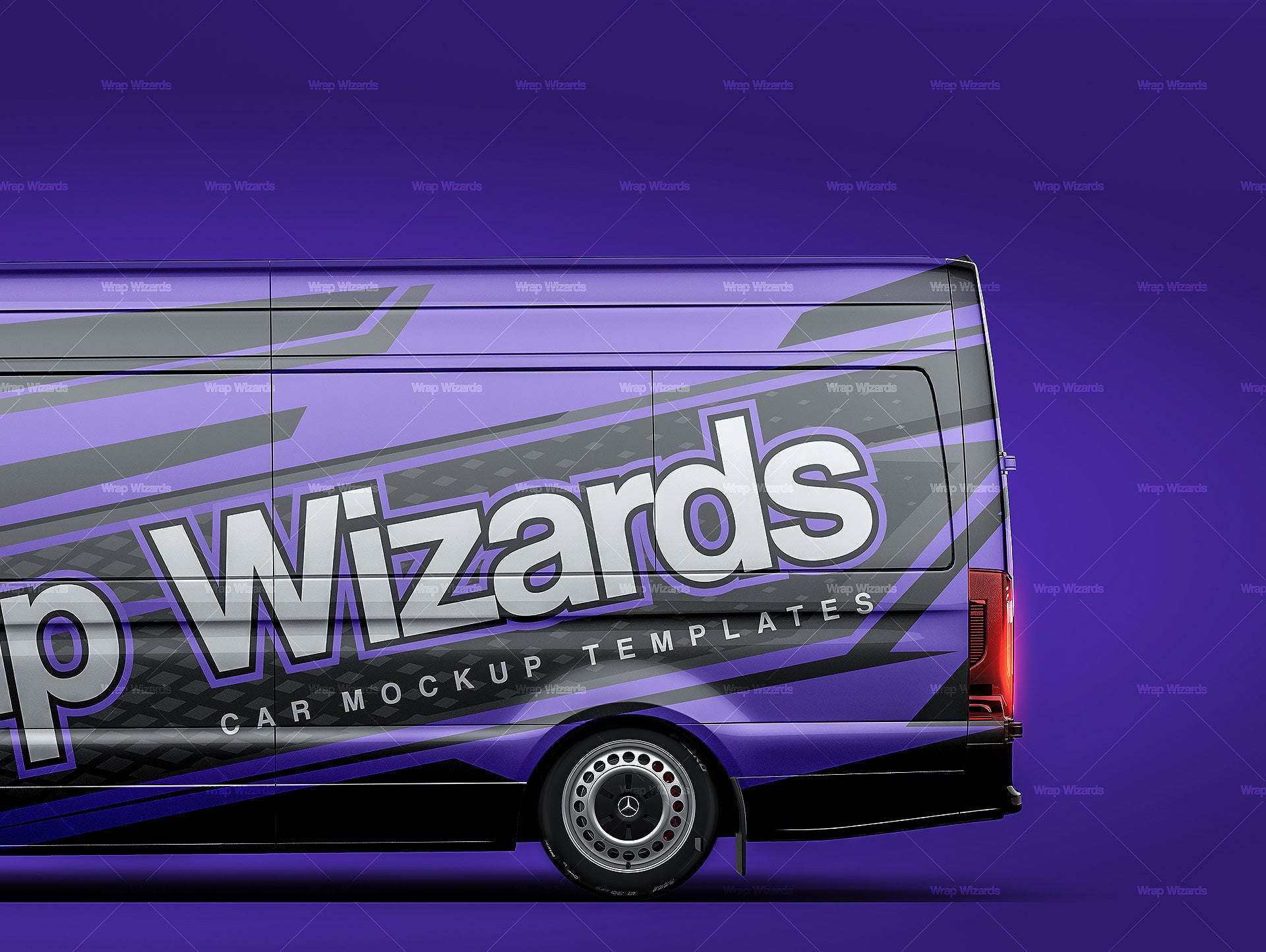 Mercedes Benz Sprinter panel/passenger van L3H2 with optional windows glossy finish - all sides Car Mockup Template.psd