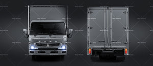Mitsubishi Fuso Canter 515 Wide Single Cab Pantech Truck glossy finish - all sides Car Mockup Template.psd