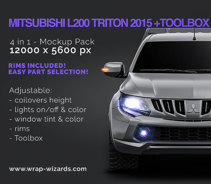 Mitsubishi L200 Triton Double Cab 2015 + toolbox - Truck/Pick-up Mockup