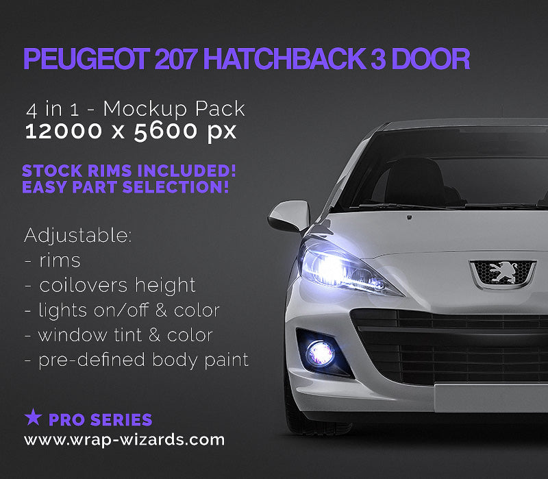 Peugeot 207 HATCHBACK 3-DOOR - Car Mockup