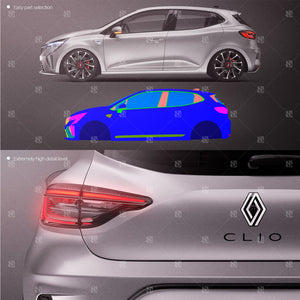 Premium car mockup for Renault Clio 2024 Esprit alpine edition, side view and details on rear view!