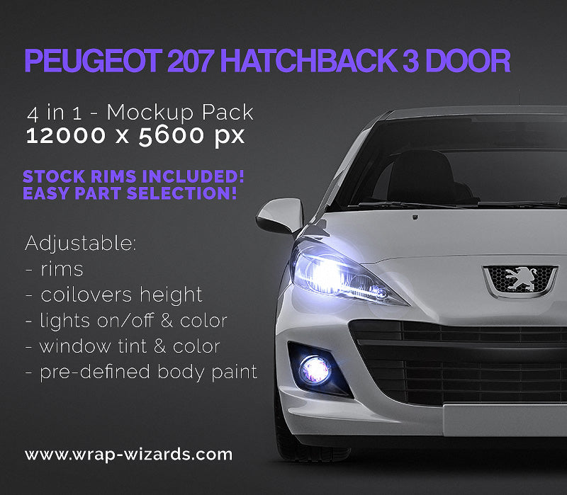 Peugeot 207 HATCHBACK 3-DOOR - Car Mockup