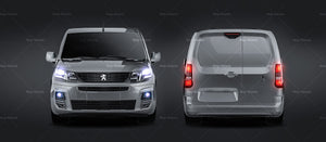 Peugeot Partner Crew Van LWB glossy finish - all sides Car Mockup Template.psd